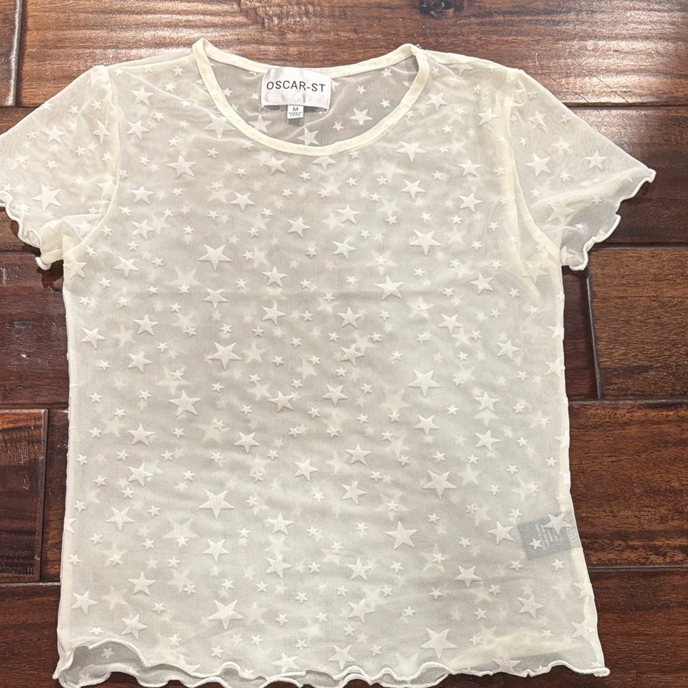 Oscar St Star Pattern Sheer Top size medium - never been worn